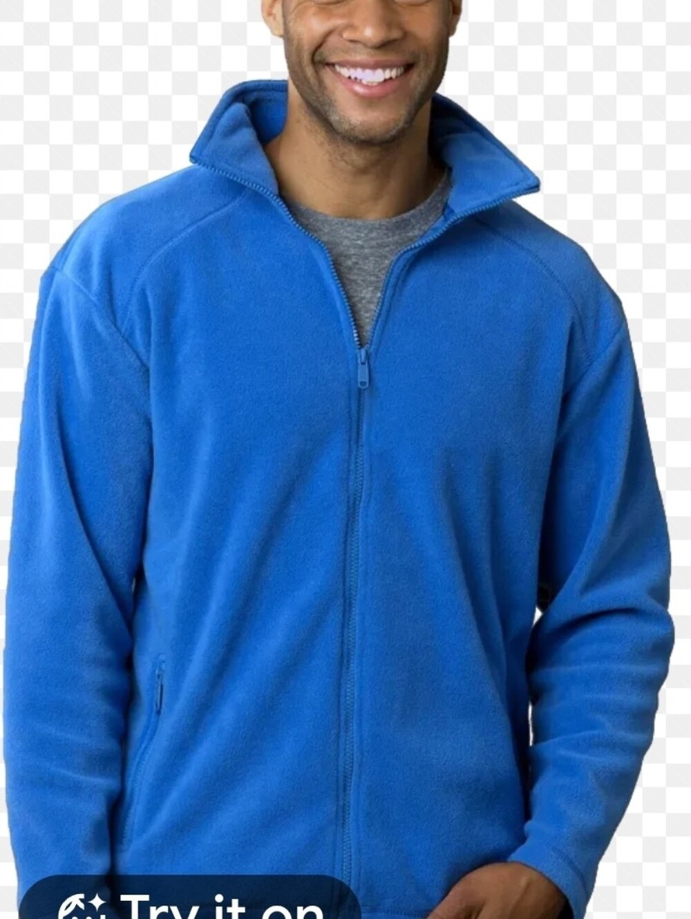 St. John's Bay Men's Blue Zip-Up Fleece Pullover